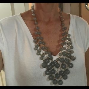 J. Crew chunky gray/ blue and gold necklace